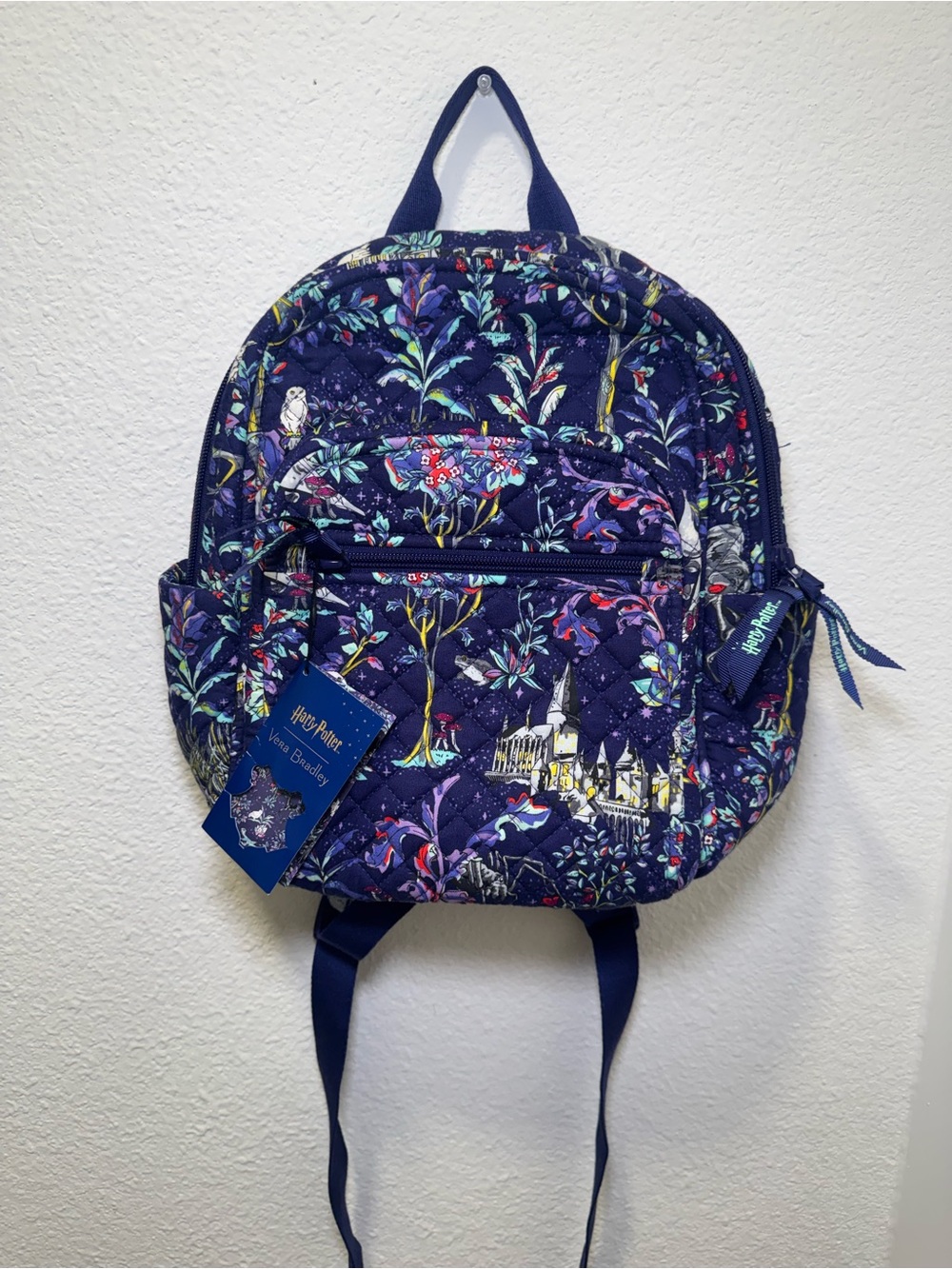 Vera Bradley Harry Potter Navy Quilted Floral & Castle Mini Backpack